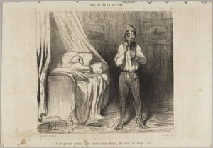 Ich werde meiner Frau niemals weismachen können, dass es ein Luftzug war!, Nummer 22 aus der Serie Alles, was man will aus Le Charivari von Honoré Daumier
