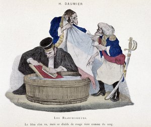 Wäscherinnen: die französische Flagge - Karikatur von Honoré Daumier
