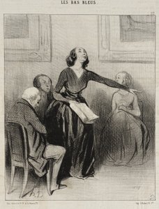 Der Bas-bleu rezitiert sein Stück von Honoré Daumier