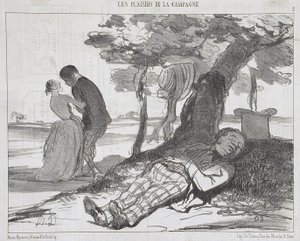 Der Ehemann schläft ein von Honoré Daumier