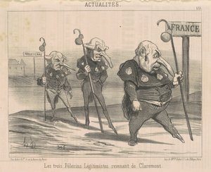 Die drei Legitimisten kehren von Claremont zurück von Honoré Daumier