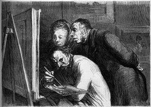Maler und Bürger. Karikatur von Honore Daumier (1808-1879). Gravur in „Le Monde Illustré“ Nr. 262 vom 19. April 1862. von Honoré Daumier