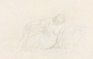 Liegende Frau, die sich auf ihren Arm stützt (verso) von Honoré Daumier