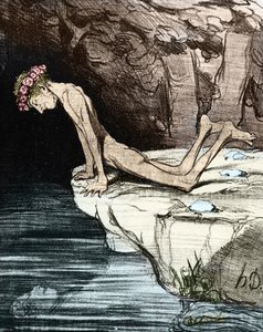 Der schöne Narziss. Von Honore Daumier de Salvandy (1795-1856), der Schriftsteller, Politiker und Historiker sowie Mitglied der Académie Française war, 19. Jahrhundert von Honoré Daumier