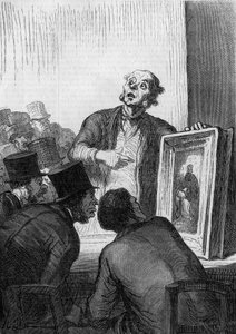 Das Auktionshaus: der Kunstexperte. Karikatur von Honoré Daumier (1808-1879). Gravur in „Le Monde Illustré“ Nr. 308 vom 7. März