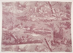 Fragment eines Kupferplatten bedruckten Baumwollstoffs mit Jagdszenen-Design, ca. 1815 von Emile Jean Horace Vernet
