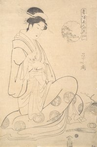 Konosato von Takeya sitzend, einen Räuchergefäß haltend