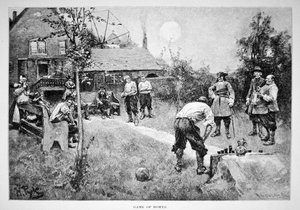 Ein Spiel von Bowls im kolonialen Amerika des 17. Jahrhunderts