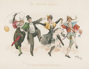 Eine Gruppe von zwei Männern und zwei Frauen, alle in Kostümen, beim Tanzen von Howard Davie