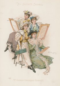 Gruppe von vier gut gekleideten Frauen mit Zeichenbrettern von Howard Davie