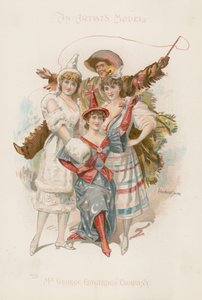 Drei Tänzerinnen in Kostümen mit einem Mann, der eine Peitsche hält von Howard Davie