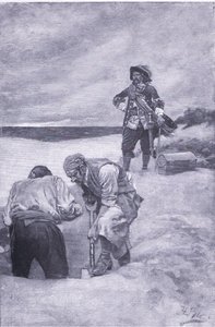 Kidd auf Gardiners Island, aus Howard Pyles Buch der Piraten, veröffentlicht von Harper & Bros, 1921 von Howard Pyle
