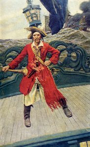 Piratkapitän an Deck, frühes 20. Jahrhundert (Buchillustration)