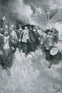 Die Verbrennung von Jamestown, 1676, Illustration aus 