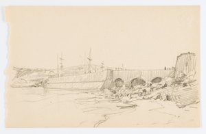 Ohne Titel (Pier und Strand) von Howard Russell Butler