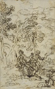Studie für Vignette in Fontenelles (zugeschrieben) "Les Amours de Mirtil", Canto III von Hubert Francois Gravelot