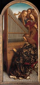 Engelmusiker mit der heiligen Cäcilia, vom Genter Altar