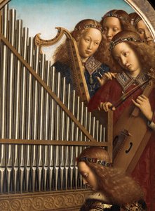 Engelmusiker mit St. Cäcilia, vom Genter Altar von Hubert & Jan van (1390 1441) Eyck