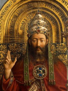 Detail von Gott dem Vater, zentrales Panel des Genter Altars