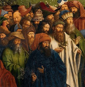 Detail der Anbetung des mystischen Lammes, vom Genter Altar, untere Hälfte des zentralen Panels von Hubert & Jan van (1390 1441) Eyck