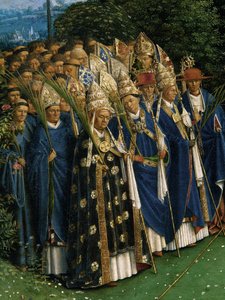 (Detail) der Anbetung des mystischen Lammes, vom Genter Altar, untere Hälfte des zentralen Panels von Hubert & Jan van (1390 1441) Eyck