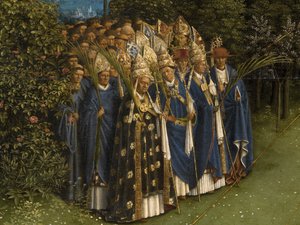 Detail der Anbetung des mystischen Lammes, zentrales Panel des Genter Altars von Hubert & Jan van (1390 1441) Eyck