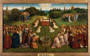 Die Anbetung des mystischen Lammes, vom Genter Altar, untere Hälfte des zentralen Panels von Hubert & Jan van (1390 1441) Eyck