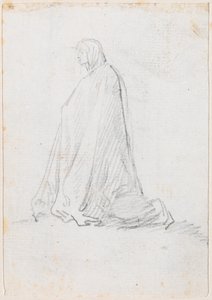 Kniende Figur in einer Kapuzenrobe (verso)
