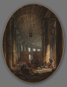 Die Kolonnade von St. Peter, Rom, während des Konklaves, um 1769