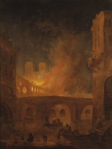 Das Feuer des Hôtel-Dieu in Paris, von Robert, Hubert von Hubert Robert