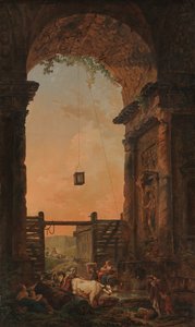 Die Rückkehr des Viehs, ca. 1773-75 von Hubert Robert