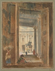 Ansicht des Kapitols mit der Statue Mark Aurels von Hubert Robert