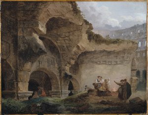Wäscherinnen in den Ruinen des Kolosseums von Hubert Robert