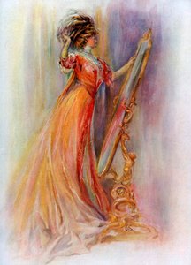 Frau, die sich in einem Spiegel bewundert, 1908-1909