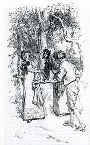 Harriet, von Zigeunern angegriffen (Illustration) von Hugh Thomson