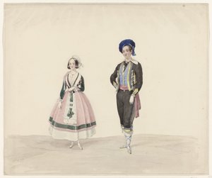 Mann und Frau in historischen Kostümen, 1841 von Huib van Hove Bz