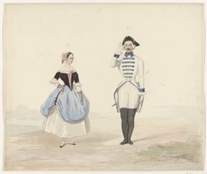 Mann und Frau in historischem Kostüm, 1841 von Huib van Hove Bz