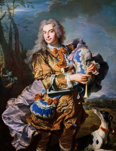 Gaspard de Gueidan spielt Dudelsack, ca. 1735, von Hyacinthe Rigaud. Detail. Frankreich von Hyacinthe Francois Rigaud