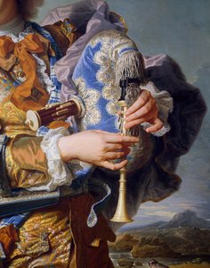Gaspard de Gueidan spielt Dudelsack, ca. 1735, von Hyacinthe Rigaud. (Detail) von Hyacinthe Francois Rigaud