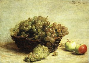Stillleben, Trauben und Äpfel in einem Korb von Ignace Henri Jean Fantin Latour