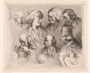 Komposition mit neun Köpfen von Männern und Frauen verschiedenen Alters von Ignace Joseph de Claussin