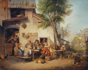 Vor der Dorfschenke
