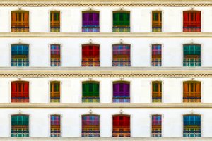 Lebendige Fensterfassade
