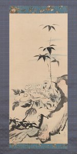 Pfingstrose und Bambus, ca. 1768 von Ike no Gyokuran