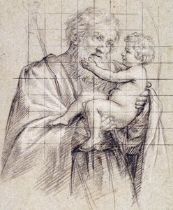 Heiliger Josef hält das Christkind von Il Sassoferrato