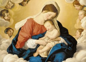 Die Madonna und das Kind in Herrlichkeit mit Engeln