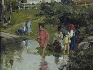 Kinder beim Angeln, 1882