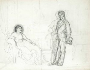 Adelina Patti (1843-1919) als Violetta in der Oper La traviata von Giuseppe Verdi von Repin, Ilya Yefimovich (1844-1930), Ende 1860er-Jahre - Anfang 1870er-Jahre - Bleistift auf Papier - Konstantinpalast, St. Petersburg von Ilya Efimovich Repin