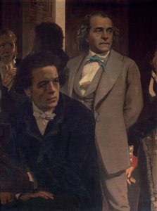Anton Grigoryevich Rubinstein (1829-94) und Alexander Nikolayevich Serov (1820-71), aus Slavische Komponisten, 1890er (Detail)