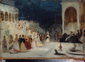 Bühnenbildentwurf für die Oper Sadko von N. Rimski-Korsakow